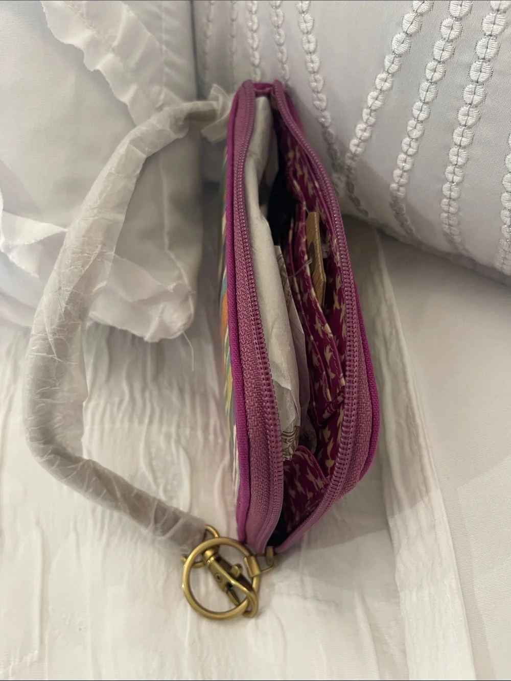 Fossil Multicolor Striped Wristlet with Purple Trim